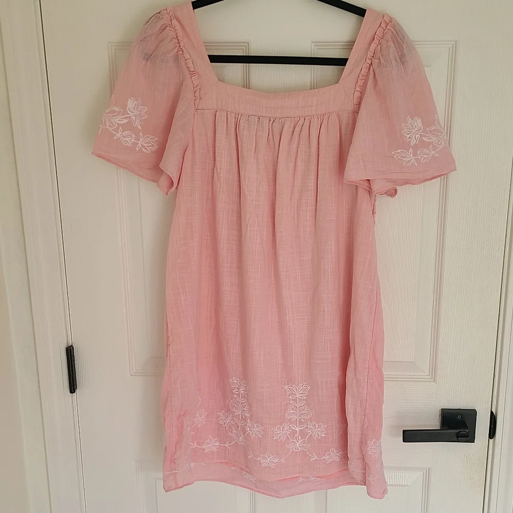 Draper james pink mini cotton floral embroidered maren shift dress - Picture 3 of 7